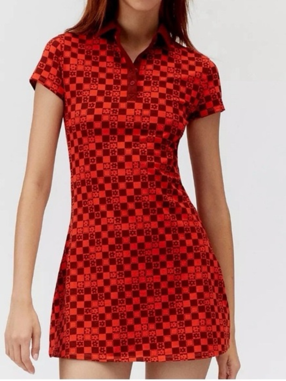 NEW Urban Outfitters Red Checker Polo Mini Dress Size M - Picture 8 of 8